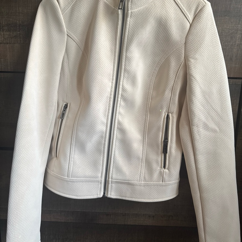 Desigual Textured Cream Leather Jacket